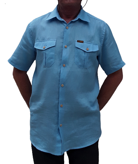 100% Organic Linen short sleeve casual shirt with two pockets
